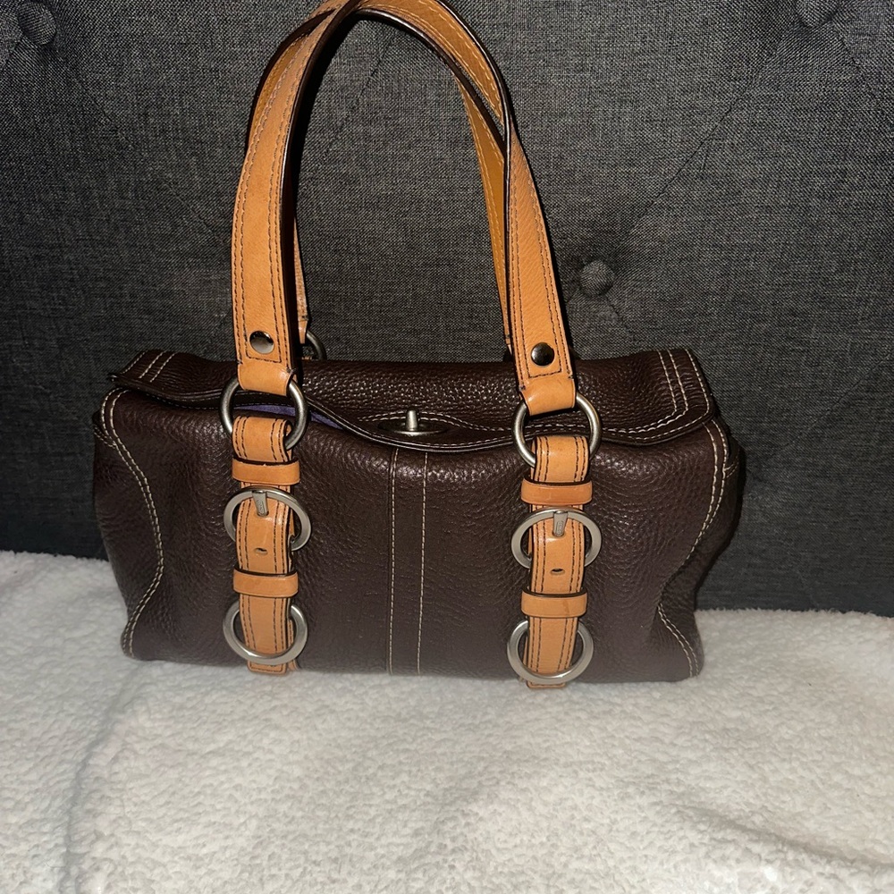 COACH CHELSEA Brown Leather Turn-lock Satchel